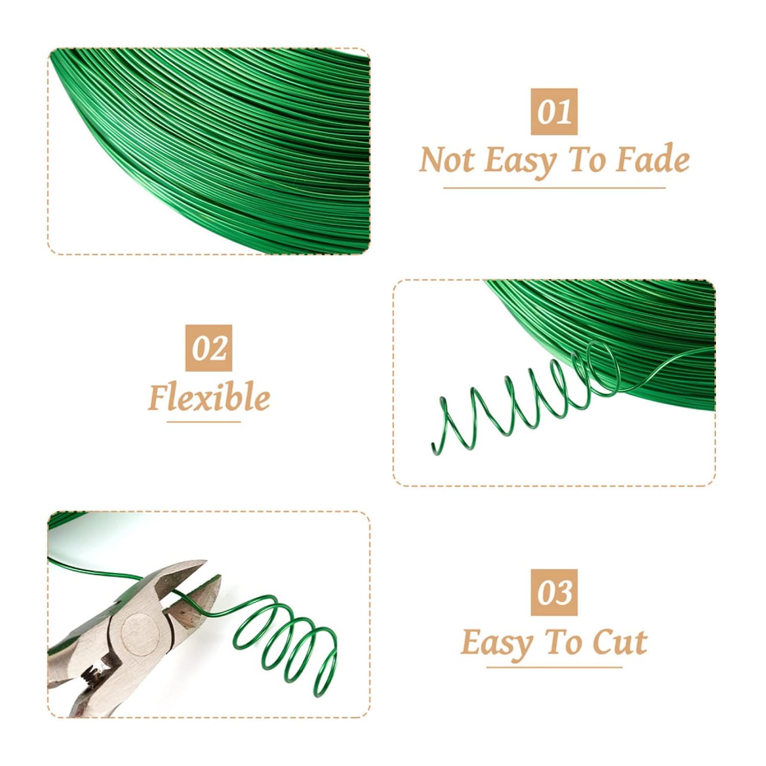 PandaHall 984 Feet Aluminum Wire 20 Gauge Flexible Metal Craft Wire for DIY Manual Arts Jewelry Making(Green)