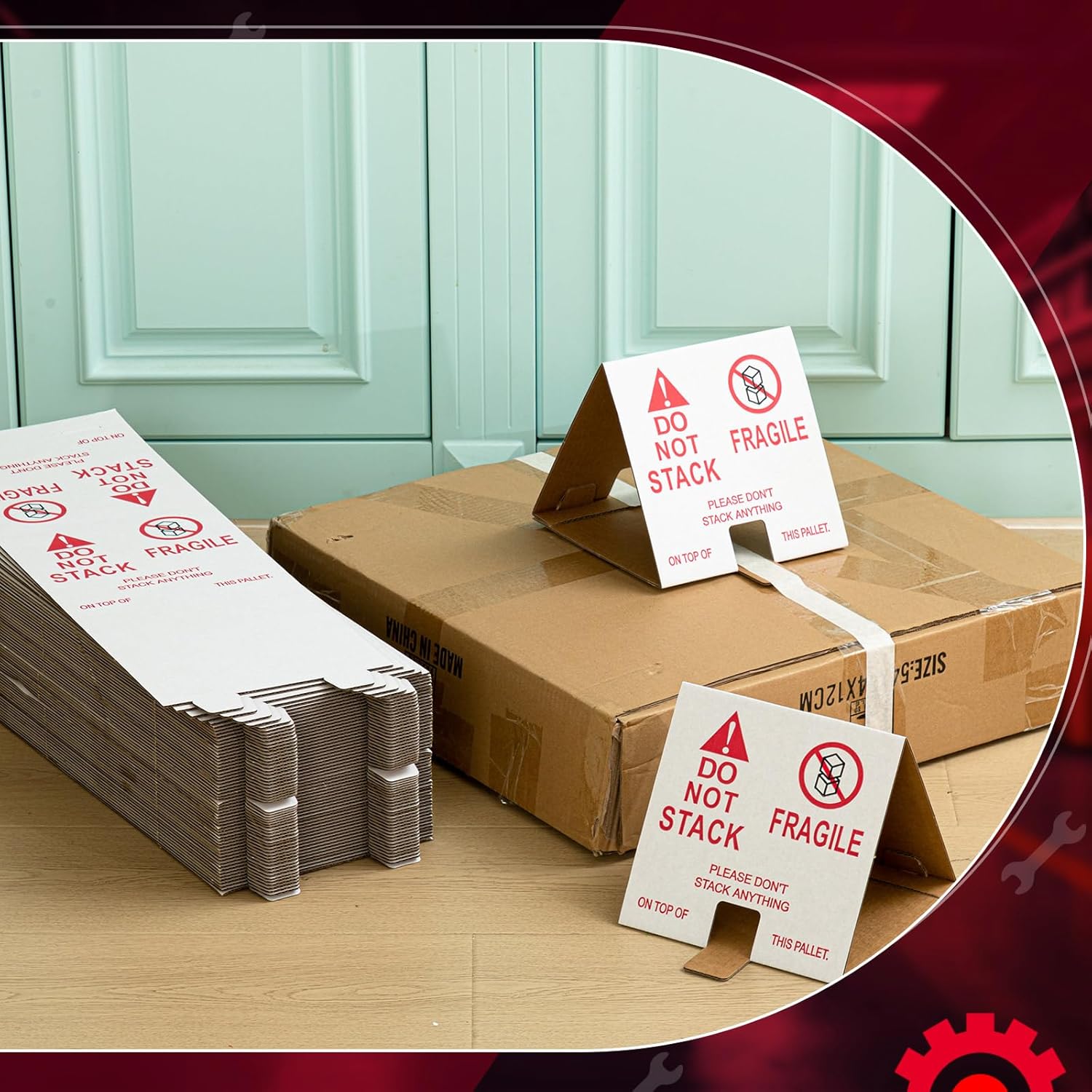 60 Pcs Do Not Stack Pallet Cones 8 x 8 x 7" Do Not Stack Cones Corrugated Cardboard, Red White Safe Shipping and Handling Alerts for Repository Loading Docks