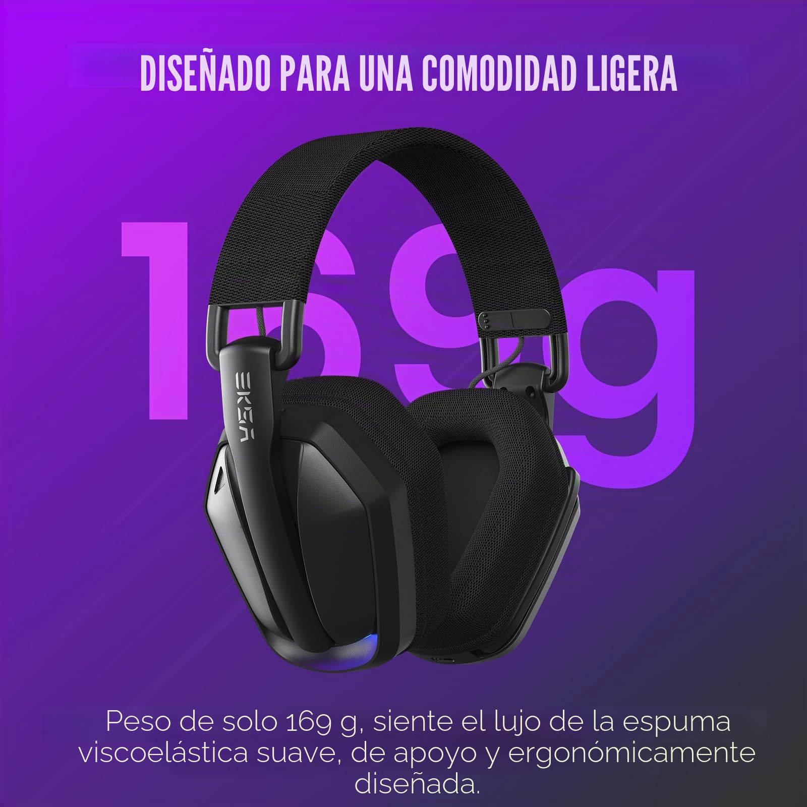EKSA G19 BT Cascos Gaming Inalámbricos,4 en 1 Auriculares Gaming con Micrófono USB 30ms Baja Latencia Gaming Headset BT 5.4 y RGB Luz, para PC PS5 PS4 Mac Móvil