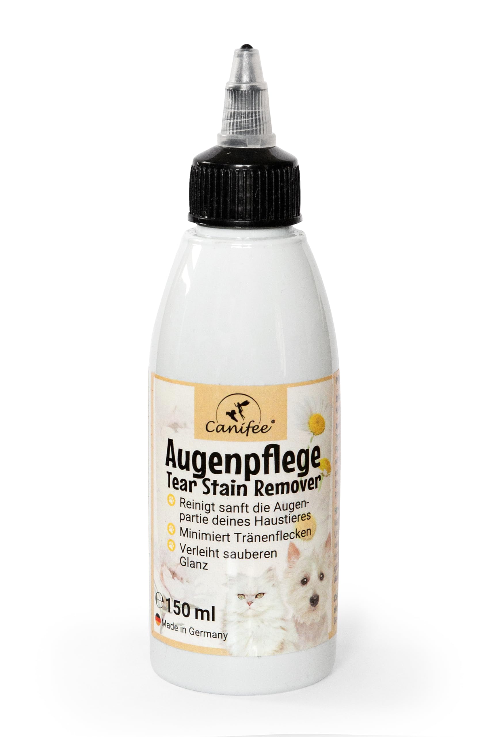 Collyre Chien et Chat Détachant pour Chats et Chiens 150ml, Soins Oculaires pour Chiens et Chats Nettoyant Yeux Chien et Chat Hygiène et Santé du Chien Collyre Antiseptique Yeux