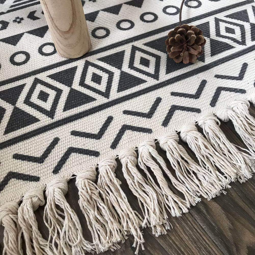 Fluffy&Soft Areas Rugs, Retro Cotton Linen Tassel Woven Carpets Floor Rugs Prayer Mattress for Bedroom Living Room Girls Kids Nursery Home Decor 2# 60 * 180cm