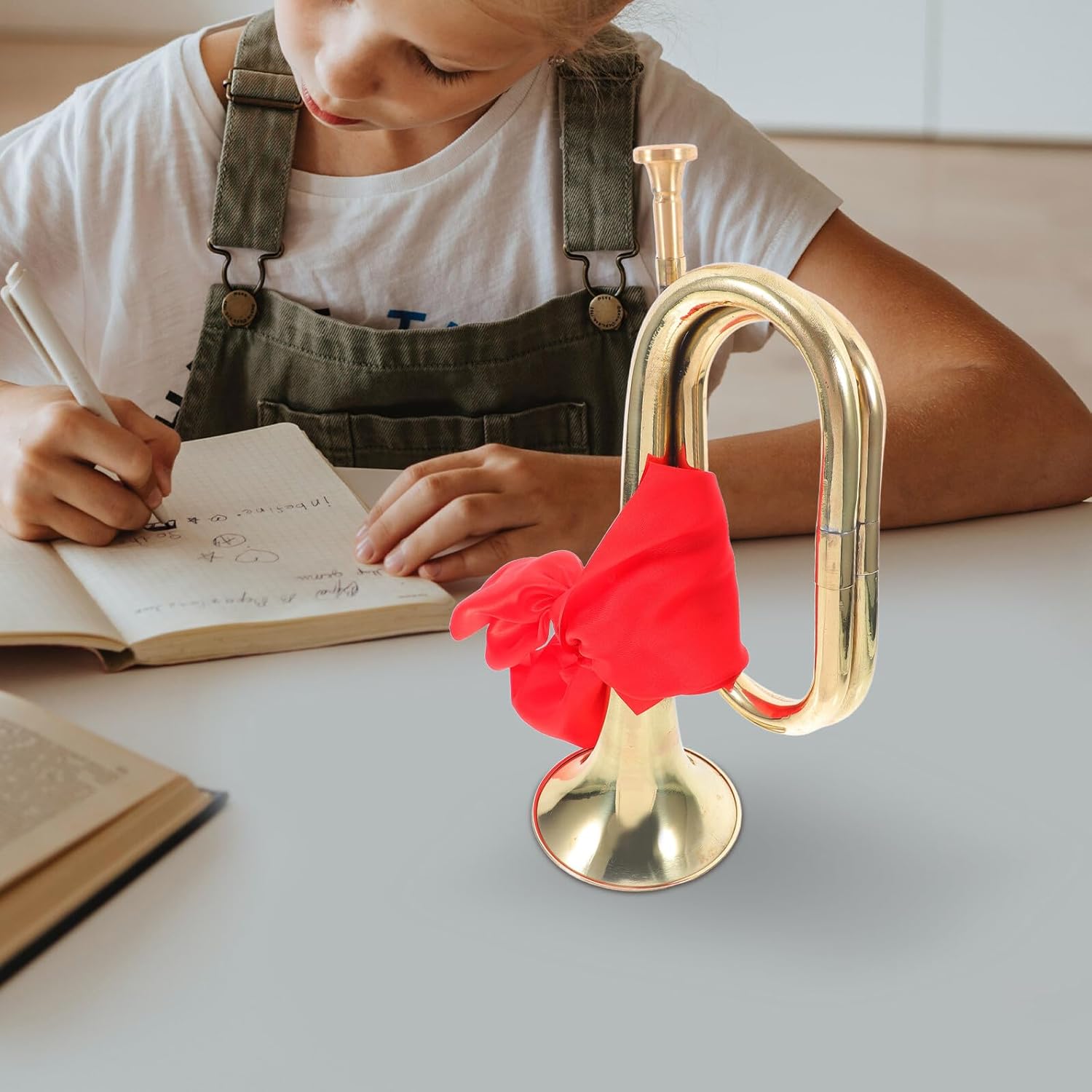 BESPORTBLE Military Bugle Trumpet for Beginners Metal Wind Instrument with Classic Sound for School Bands Orchestras and Parades Stylish Mounted Horn for Student Musicians