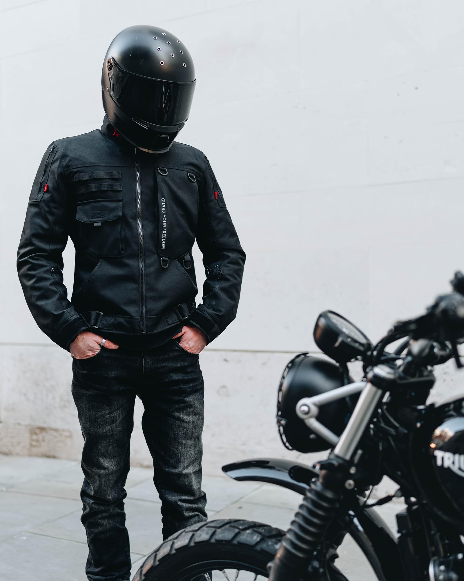 RIDEIRON Veste Moto Hommes Hiver Blouson Moto CE Class A Epaulettes Coudières(CE-2) Doublure Amovible Imperméable et Coupe-Vent Noir