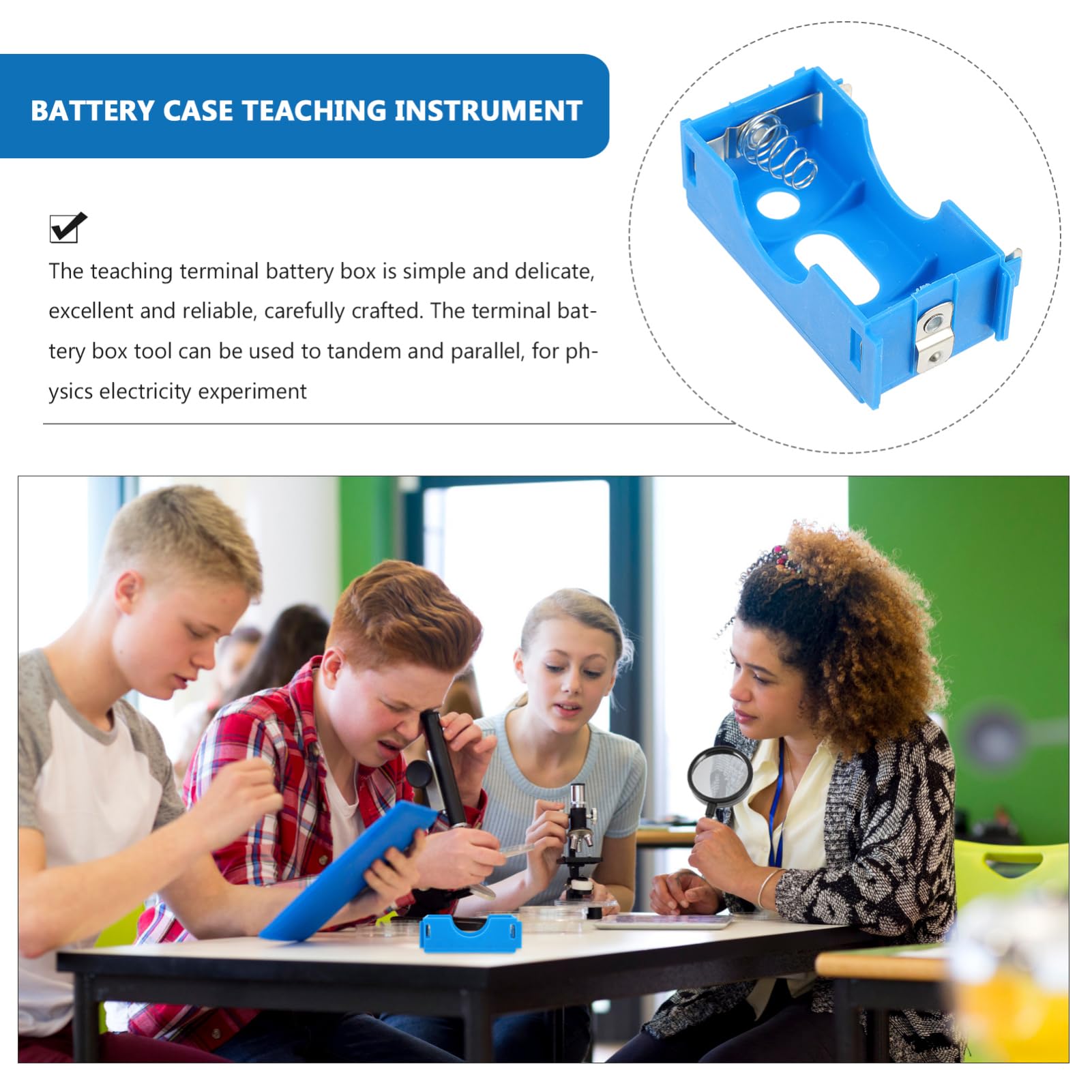 Abaodam 4pcs Teaching Terminal Battery Case Lightweight Plastic Battery Box for Physics Experiments for and Parallel Use Colors Included