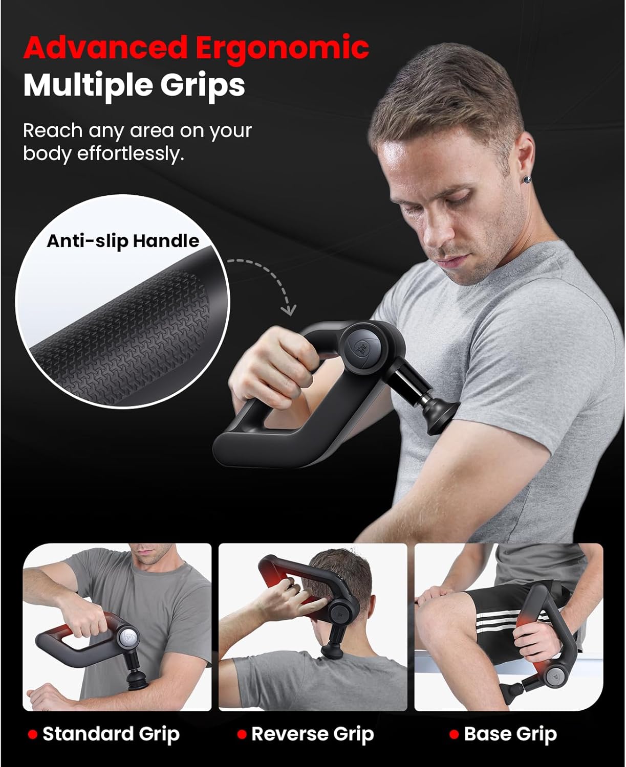 BOB AND BRAD D5 Ultra Massage Gun with Red Light Infrared Heat Head, FSA-HSA Eligible, 13mm Deep Tissue Percussion Muscle Massager, Ergonomic D-Handle for Effortless Pain Relief & Athlete Recovery - Image 8