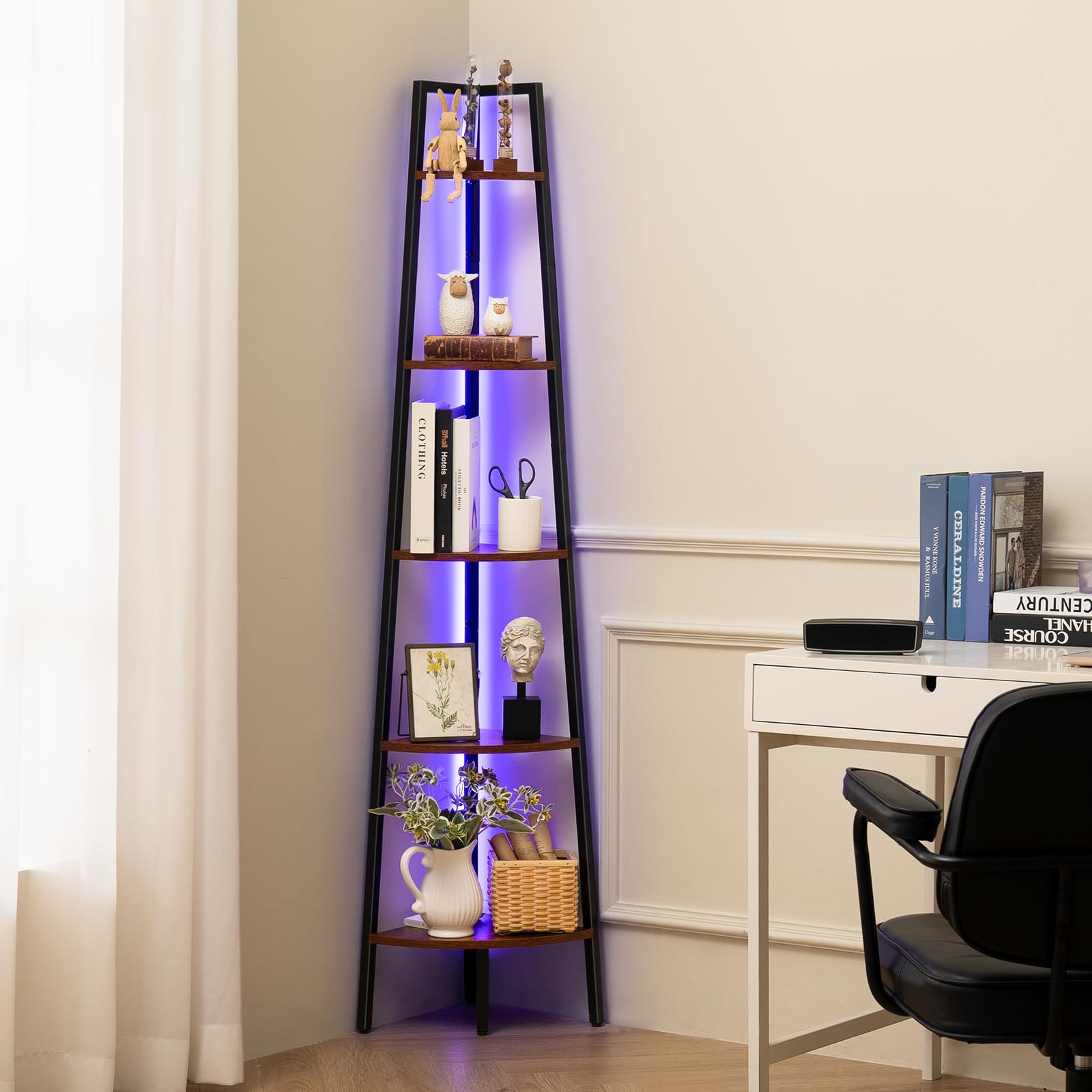 Snapklik.com : Yoobure Corner Shelf Stand, 5-Tier Bookshelf