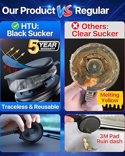 Miniatura 3 de HTU Soporte de teléfono celular para automóvilBrazo telescópico de aleación y ventosa giratoria de 360 Soporte de teléfono manos libres para