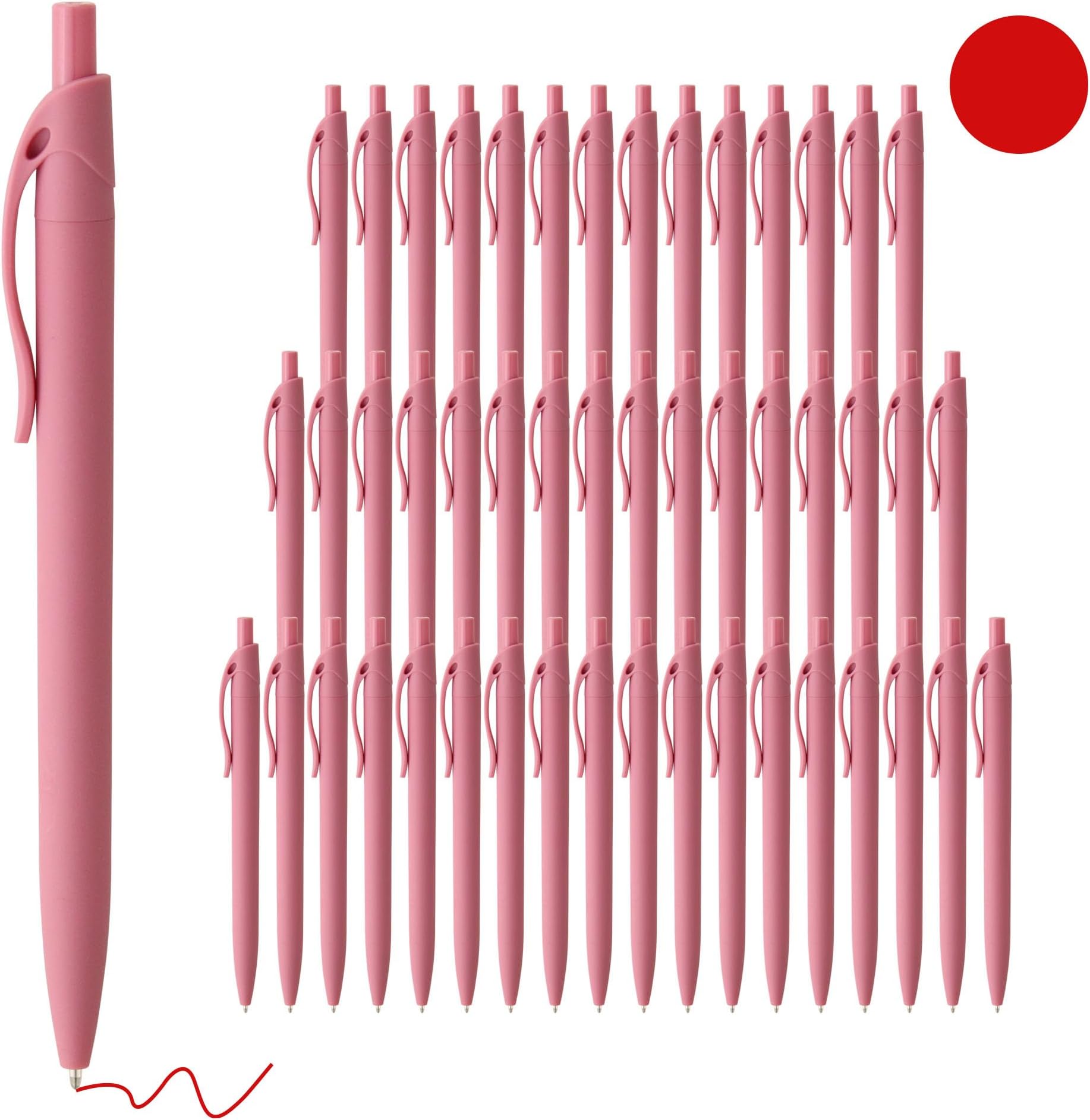 deegtranPens Bulk, 50 Pack No Bleed Red Click Pens, Wholesale Retractable Ballpoint Pens, Pens Medium Point, Smooth Ink Pens, 1.0MM Red Ink