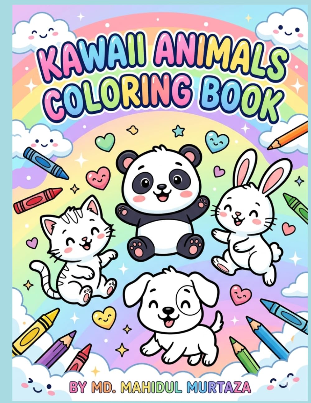 Super Cute Kawaii Animals Coloring Book: Fun & Easy Pages for Kids Ages 3-6