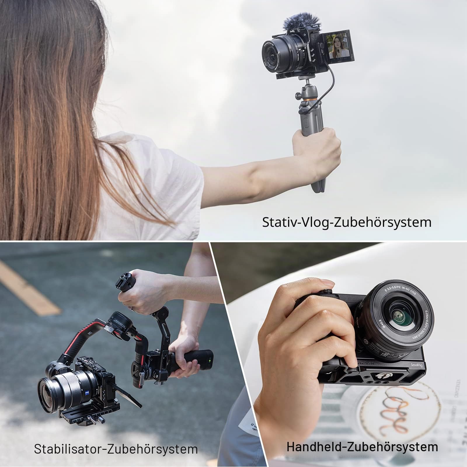 SMALLRIG ZV-E10 Käfig mit Griff und integrierter Schnellwechselplatte für AR-ca Swiss, Cage mit Grip für Sony ZV-E10-3538B