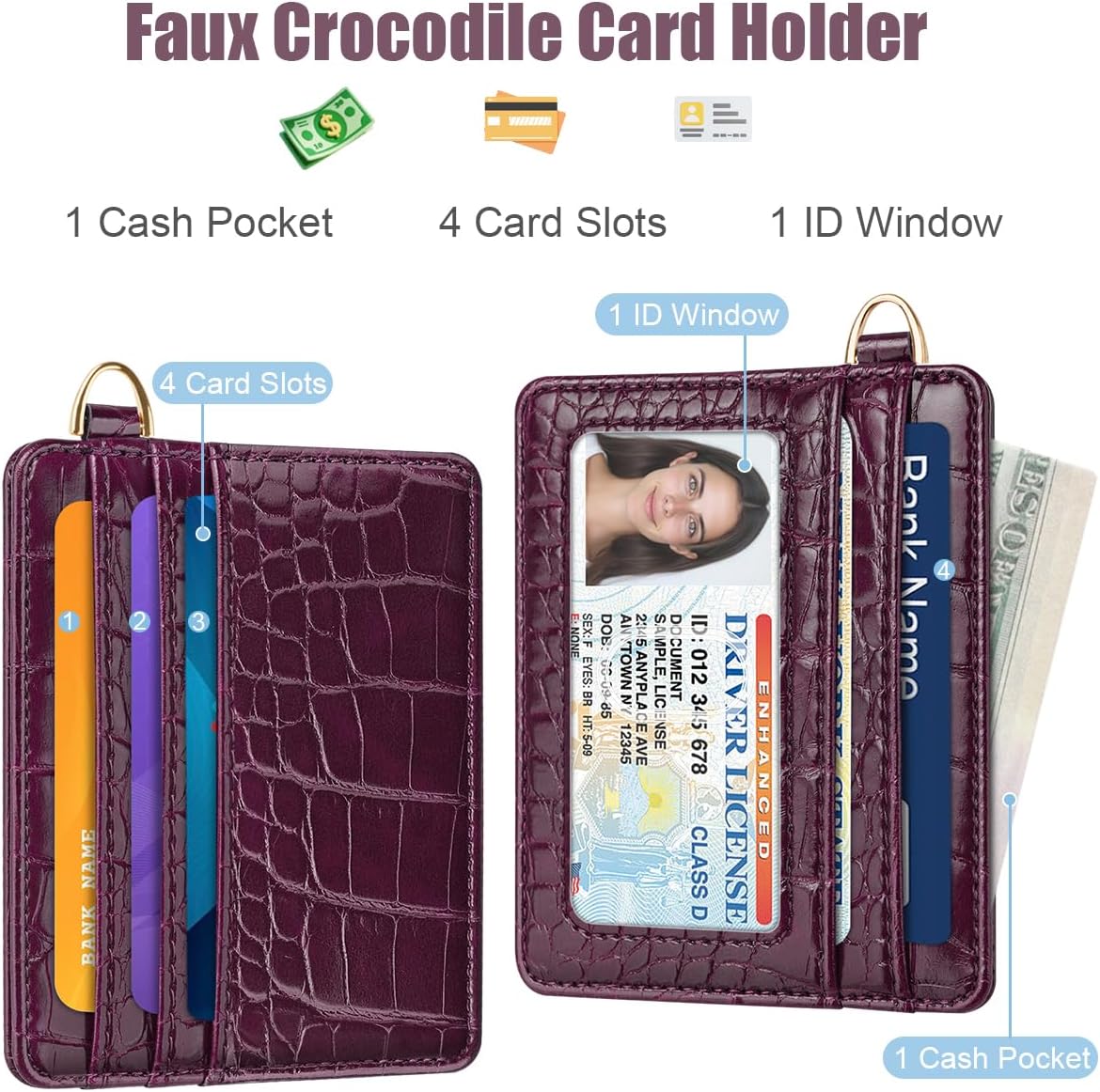 Slim Credit Card Holder Crocodile Wallet Women Thin Wallets image 2