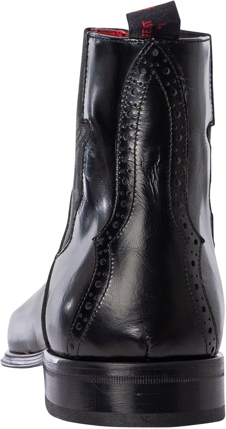 Jeffery West Men's Skull Polished Leather Chelsea Boots, Black, 13 US