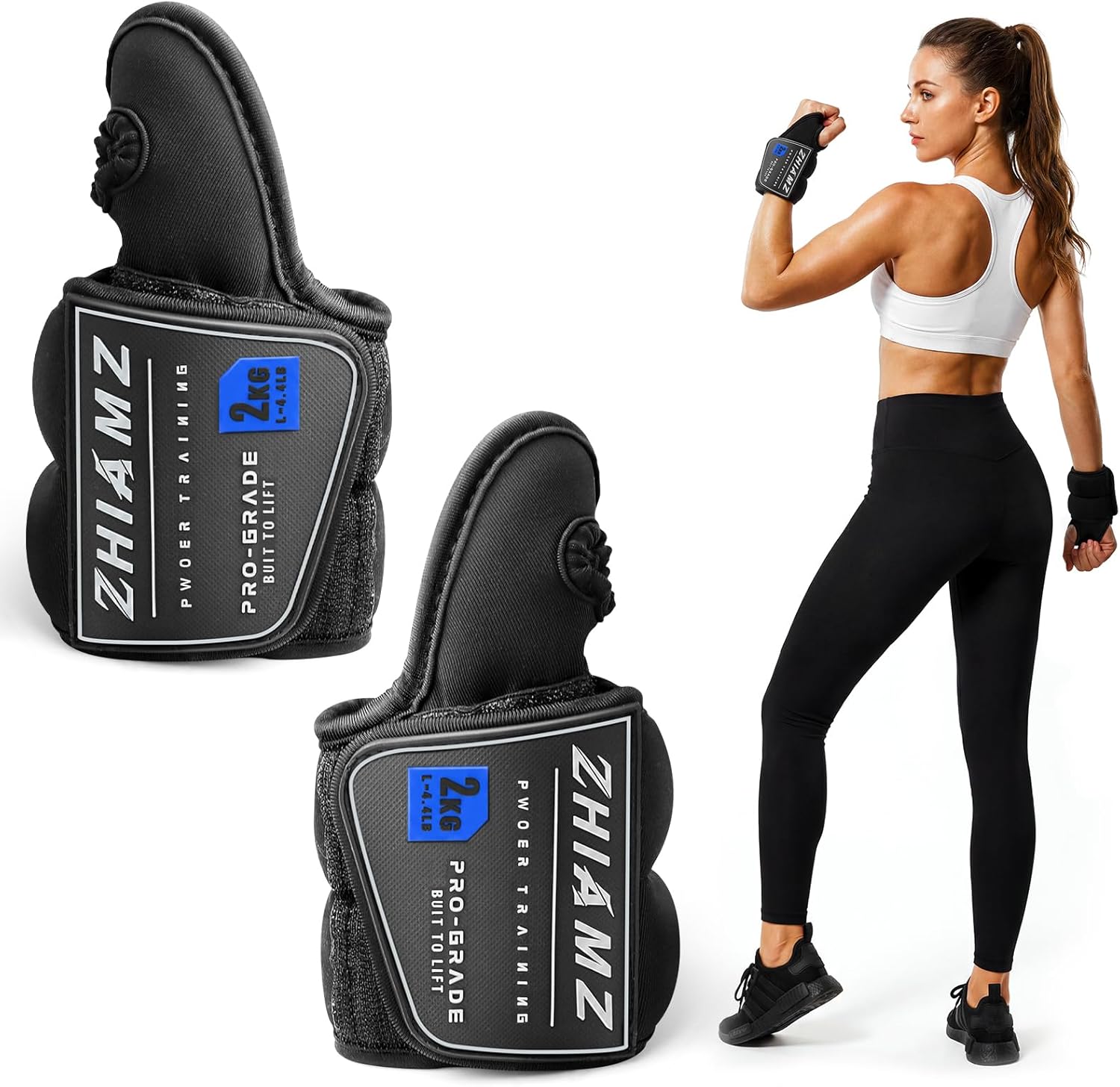ZHIAMZ Wrist Weights with Thumb Loops Lock for Men Women, Ankle Weights Weighted Gloves for Running Strength Training Walking Exercises(Available in 2.2lb*2 or 4.4lb*2)