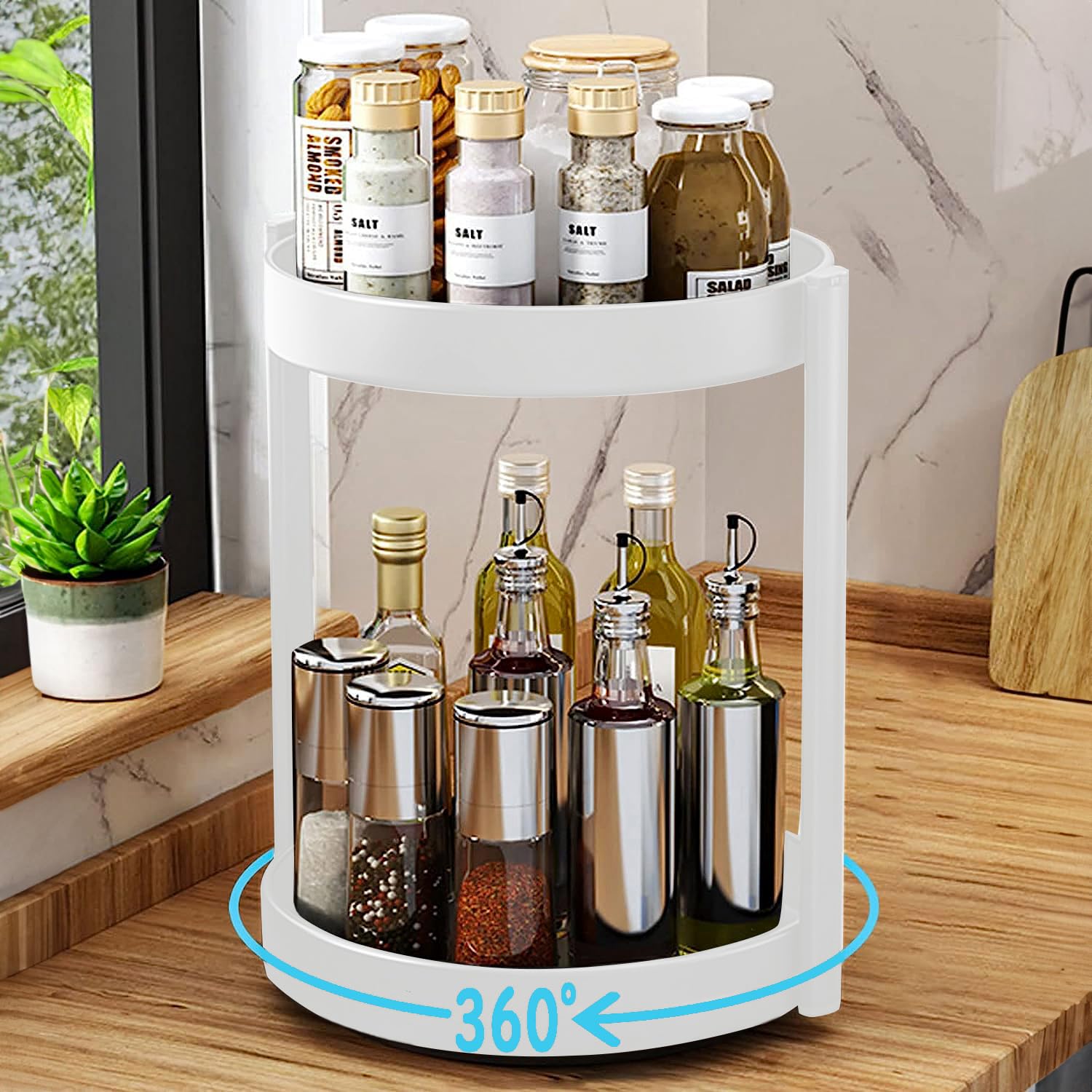 MUNGHOK 2er Set Drehteller Organizer 25cm - 360° Drehbares Gewürzregal