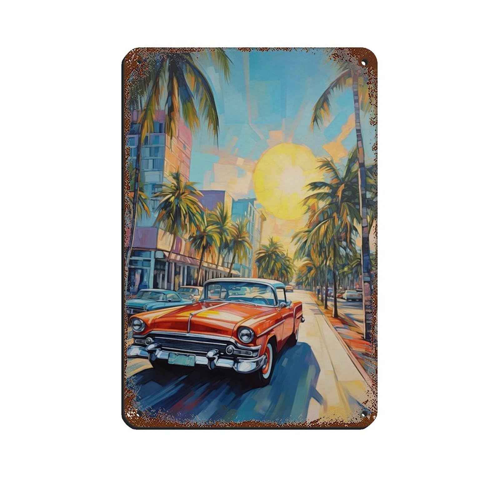 Affiche rétro Miami métal vintage pour décoration murale de maison bar pub et café rétro