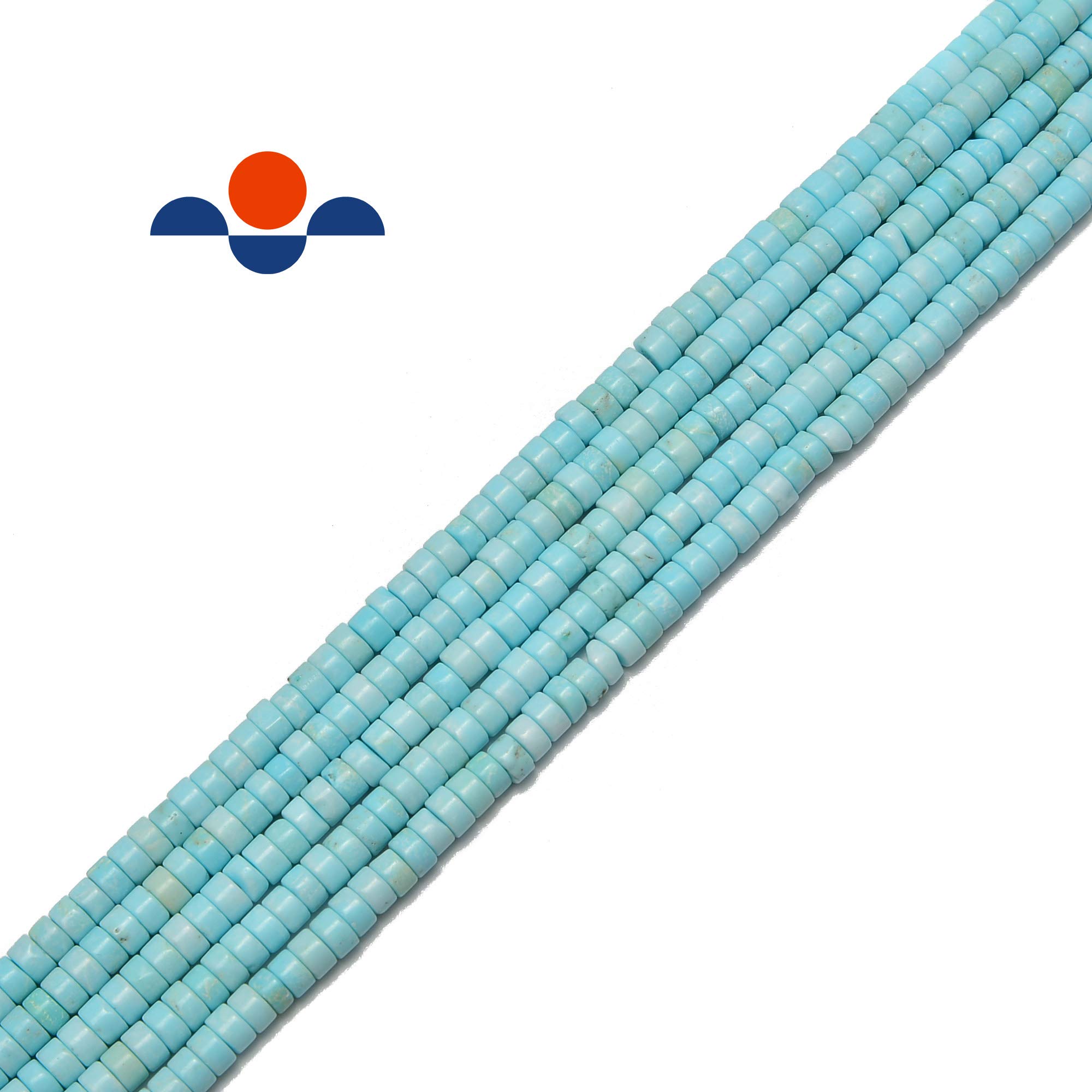 JM Design Light Blue Turquoise Heishi Disc Beads 2x4mm 15.5" Strand for Jewelry Making, Arts and Craft
