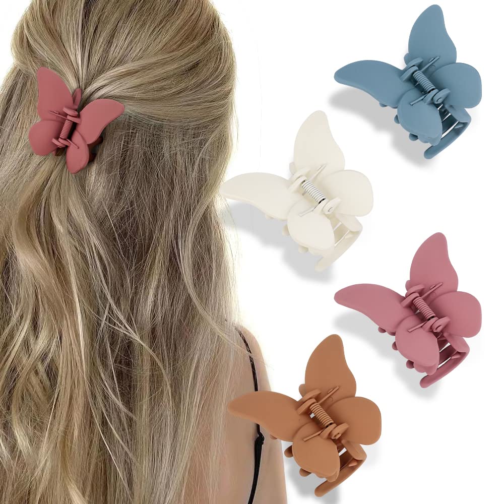 Butterfly Hair Accessories – Matte Claw Clips for Women and Girls, 4Pcs 2.6″ Hair Clamps and Jaw Clips for Thin to Medium Hair Butterfly Hair Accessories – Matte Claw Clips for Women and Girls, 4Pcs 2.6″ Hair Clamps and Jaw Clips for Thin to Medium Hair