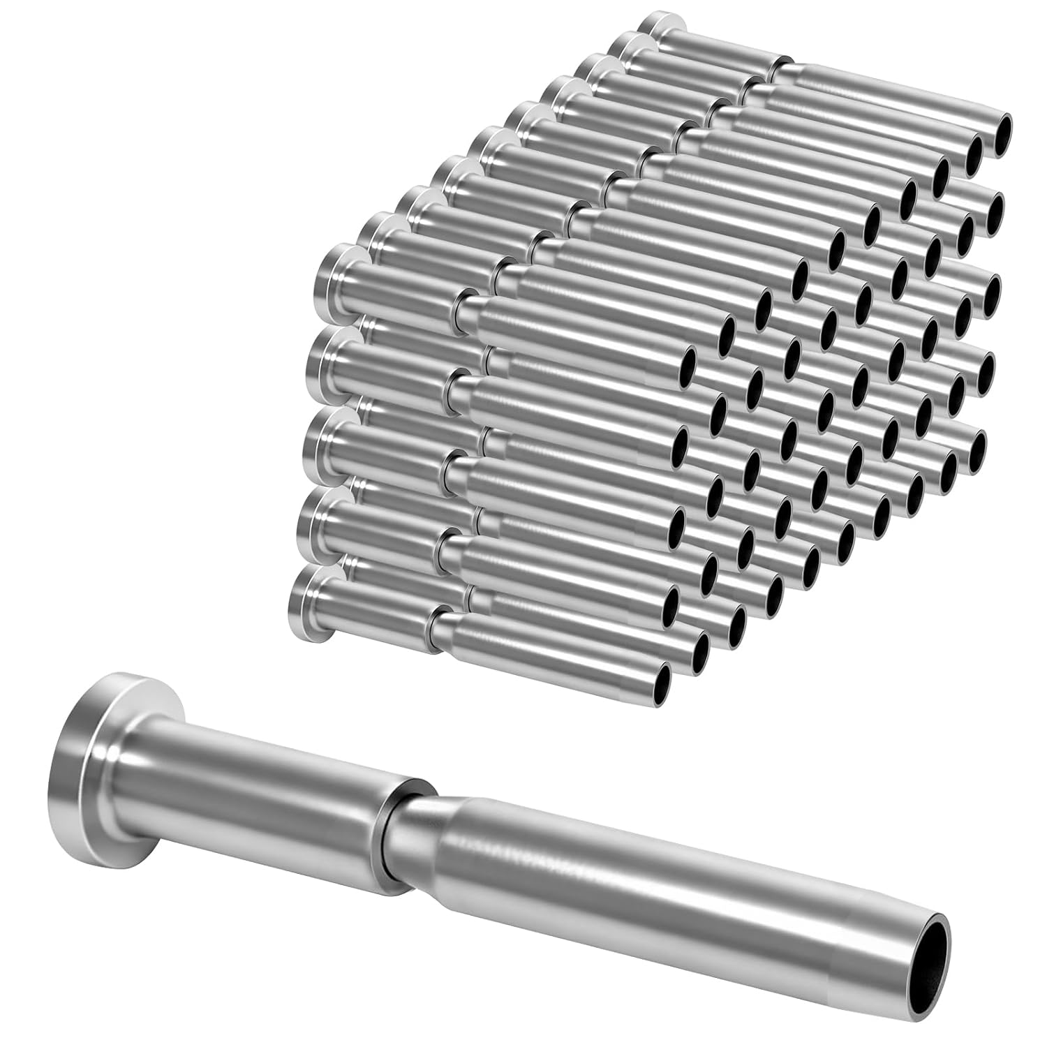 UZE 50 Pack 3/16" T316 Stainless Steel Invisible Cable Railing Kit，Swage Stud End for 2"x2" Wood & Metal Posts ， Cable Railing Hardware for Deck and Stair