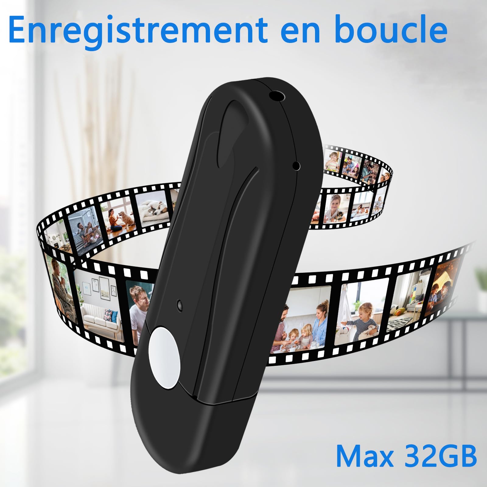 Camera Espion HD 1080P, Micro Videocaméra Espion Voiture sans WiFi, Caméras Espion Cachée Objet Décoratif 2 Heures, Clé USB avec Caméra Cachée 32GB pour Les activités intérieures et extérieures