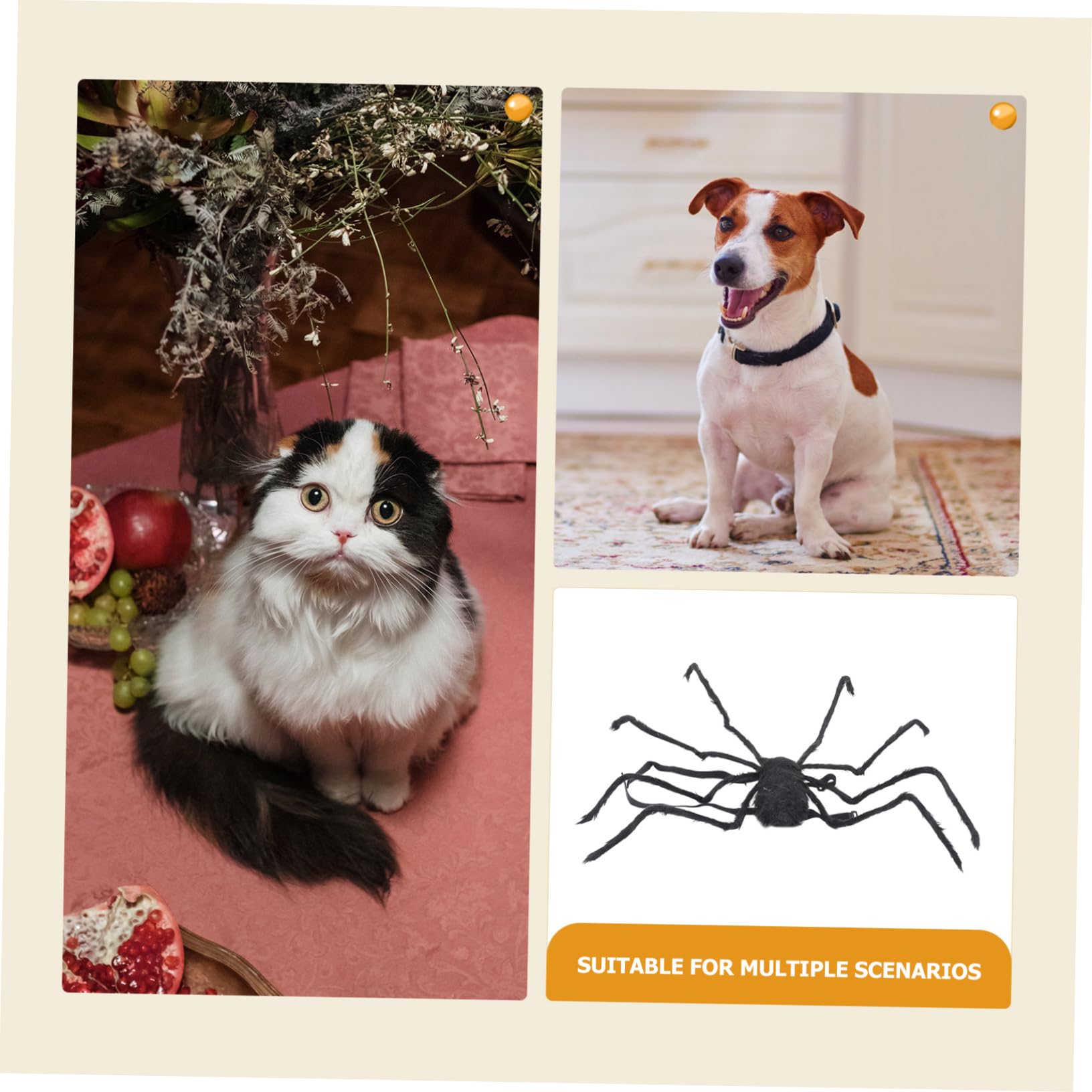 HANABASS 3pezzi Costume Per Animali Domestici Forma Di Ragno Fuzzy Per Halloween Accessorio Divertente e Spaventoso Per Cani e Gatti Adatto Occasioni Festive e Foto Memorabili