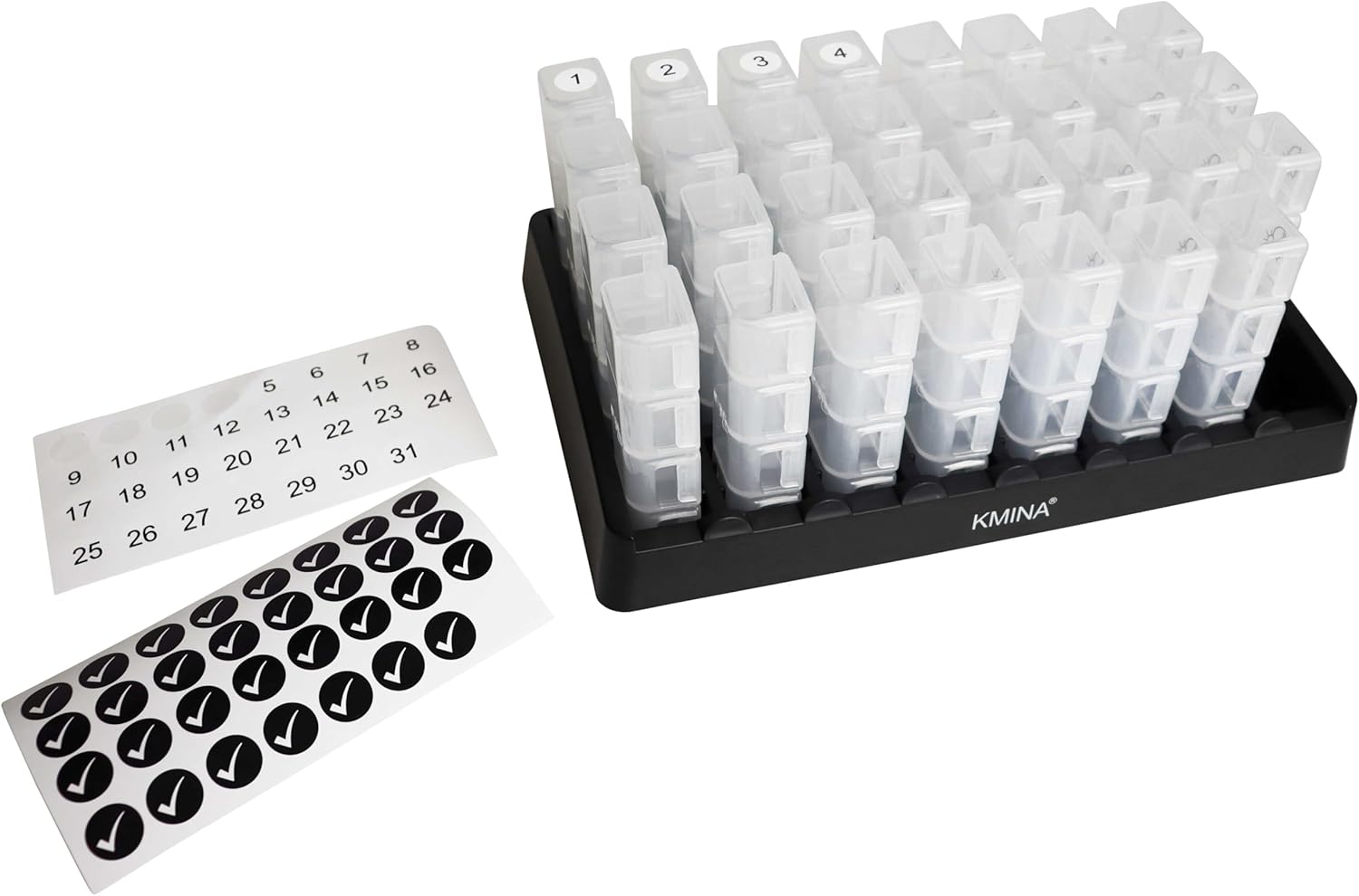 KMINA Monthly Pill Organizer 4 Times a Day, Vitamin Box Large, 31 Day Tablet, Elderly, Medication Organizer
