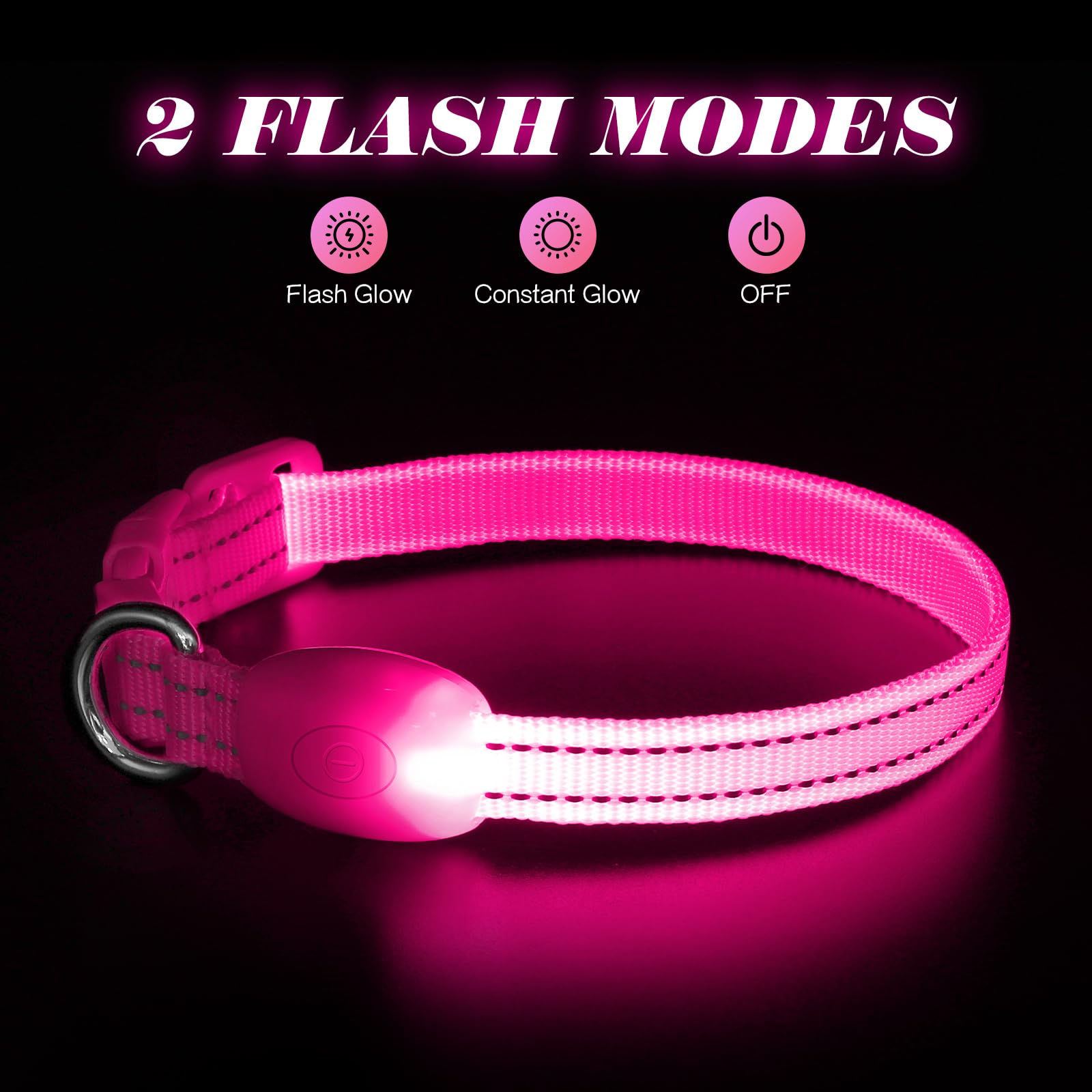 Clan_X cane collare, USB ricaricabile illuminazione LED per cani, Glow in Dark, riflettente collari Keep your Pets visibile & Safe, XS (8.5-11.8inch/21.5-29.9cm), Cotton Candy Pink