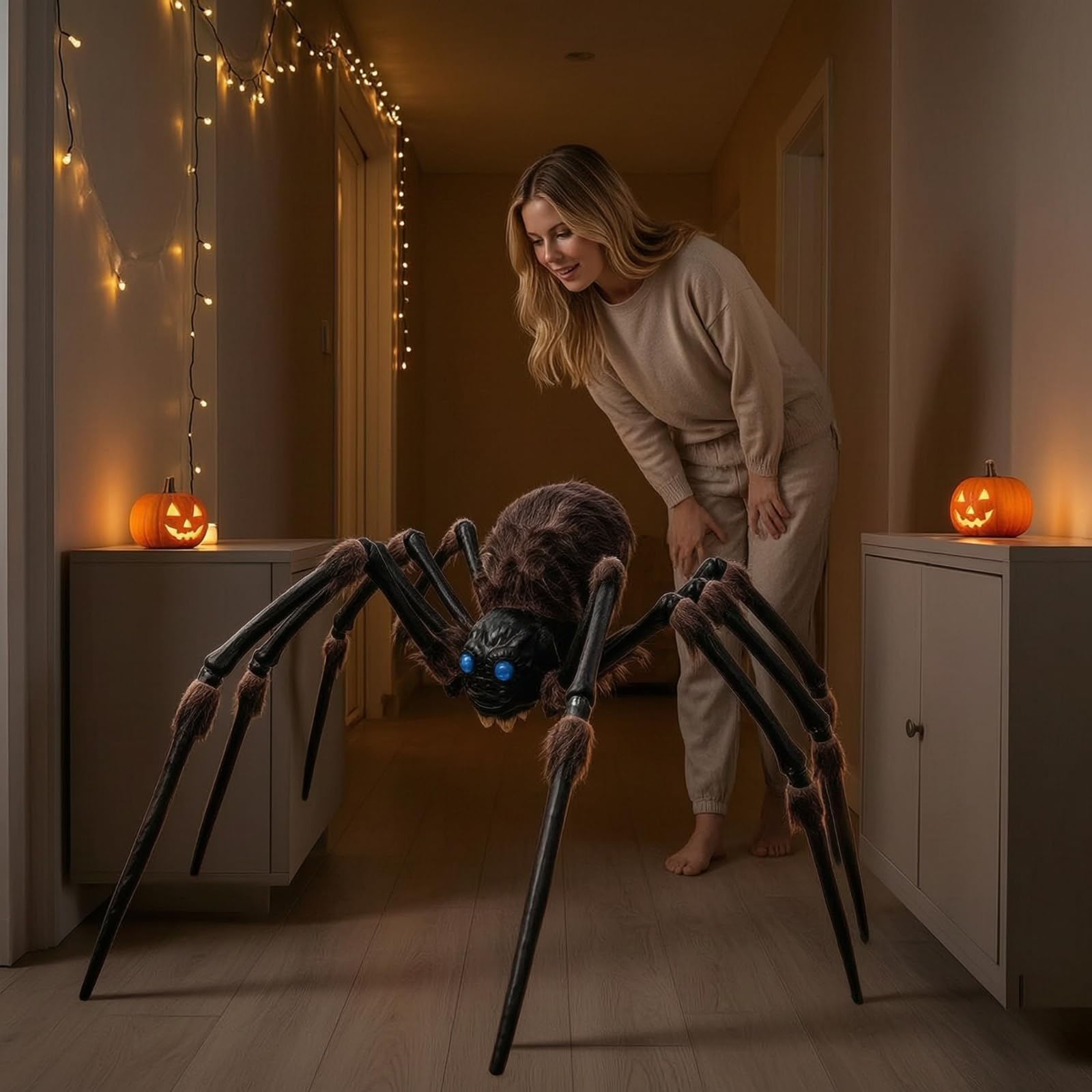 Baoblaze Araignée Animée Géante avec Alimentation Fiable et Construction Robuste pour Effet Surprenant Convient pour Porche Pelouse Décoration Extérieure
