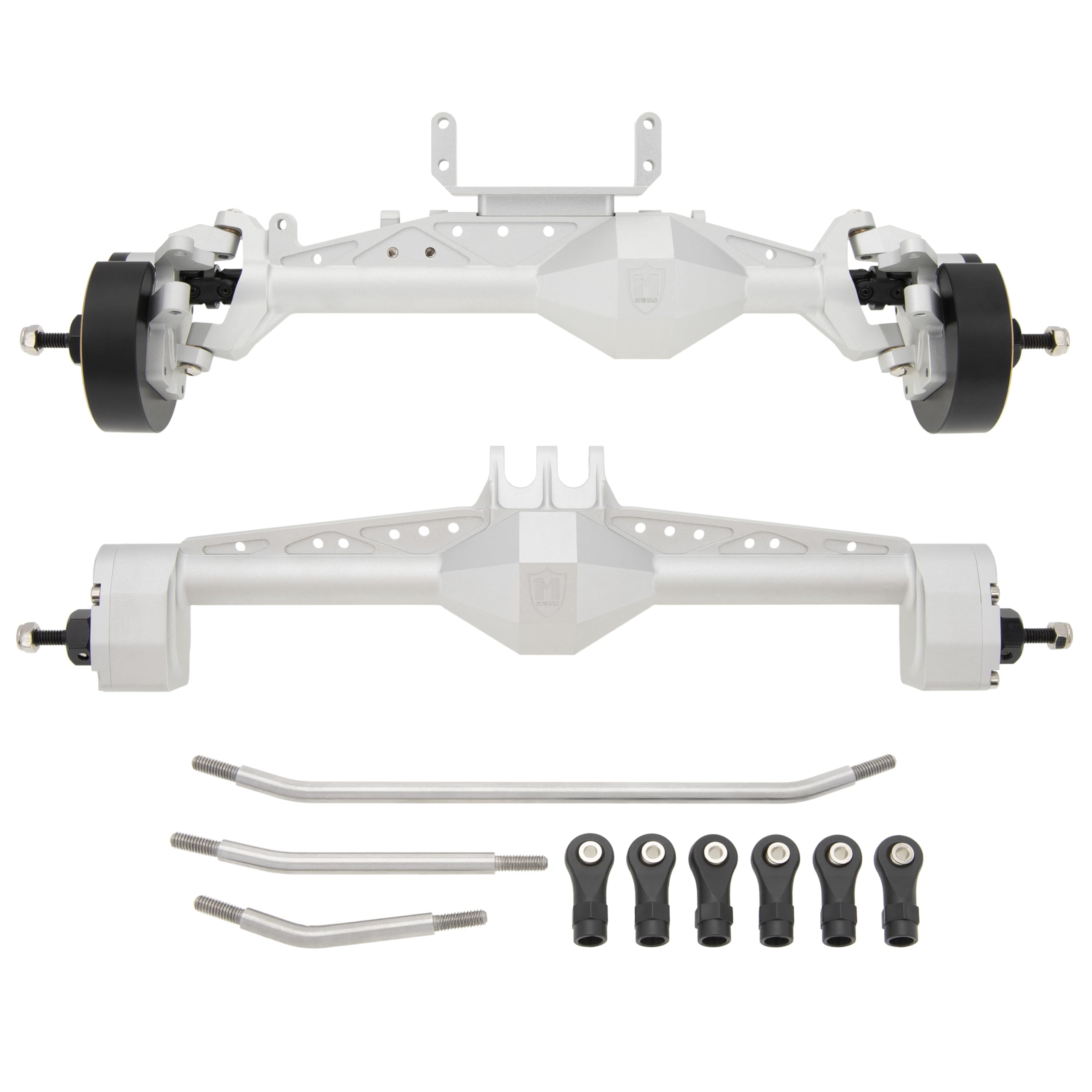 Photo 1 of MEUS RACING Capra 1.9 Portal Axles Kit with Isokinetic 3-Section CVDs and Ackerman Steering Structure for Axial Capra 1.9 4X4 and DIY SCX10 SCX10 II Upgrades Parts (Standard-Silver)