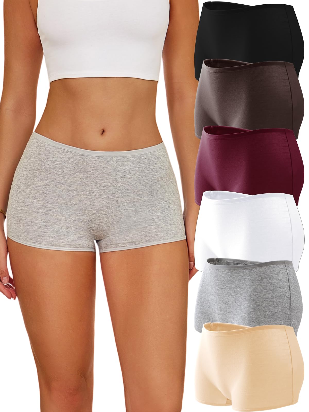 ALL OF SHE Boxershorts Damen Baumwolle–Unterwäsche Frauen Bequem und Unterhosen Atmungsaktiv, Pantys Damen Für Alltag, 6 Stück, Größen S-XXL