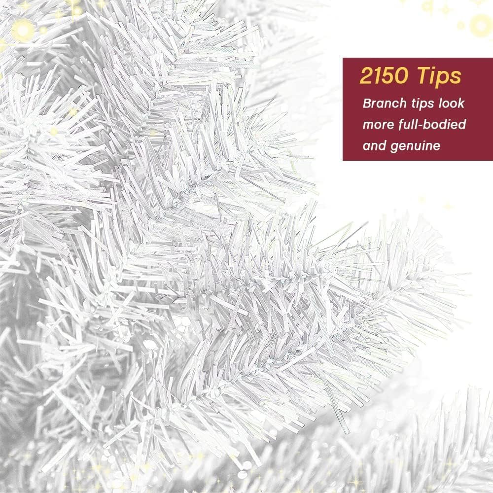 PLKO 5FT Artificial Holiday Christmas Tree，Artificial Christmas Tree Xmas Pine Tree with Stand and Soft White Branch for Holiday Indoor Outdoor,450Tips(White)