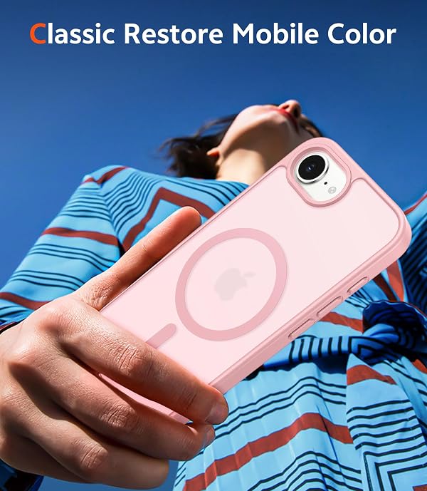 FNTCASE for iPhone 17e & iPhone 16e Case Matte: Magnetic Phone Cases with Screen Protector Drop Proof Compatible with Magsafe Slim Anti Yellowing Protective Translucent Cell Phone Cover (C-Pink) by FNTCASE - Used condition - Image 7