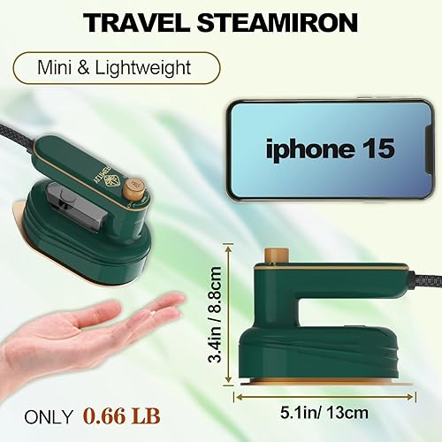 Miniatura 2 de Mini plancha portátil de viaje para ropa, plancha de vapor de mano giratoria de 180, máquina de planchar de tamaño pequeño 2 en 1 para ropa seca y