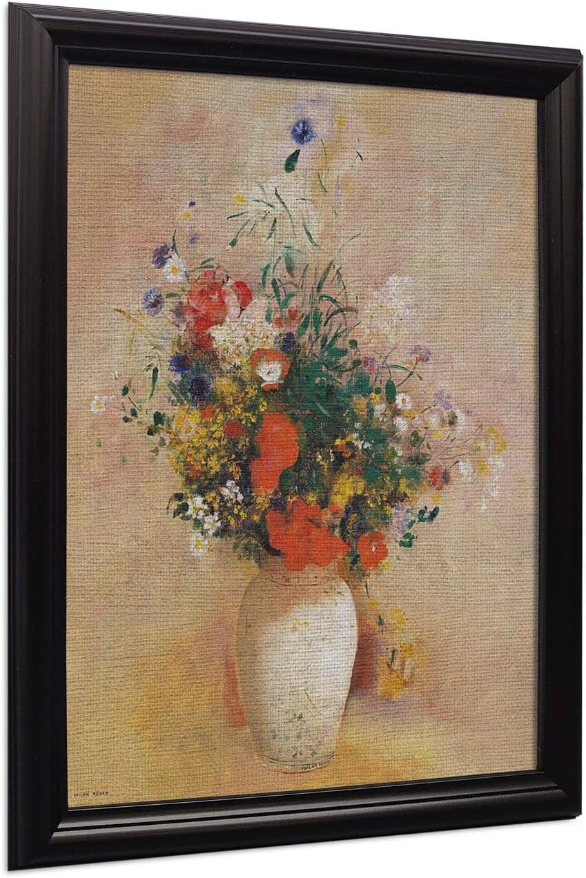Crossroads Home Décor Flower In White Vase By Odilon Redon, World Famous Wall Art Collection, Wall Decor Pictures for Living Room, 2456B