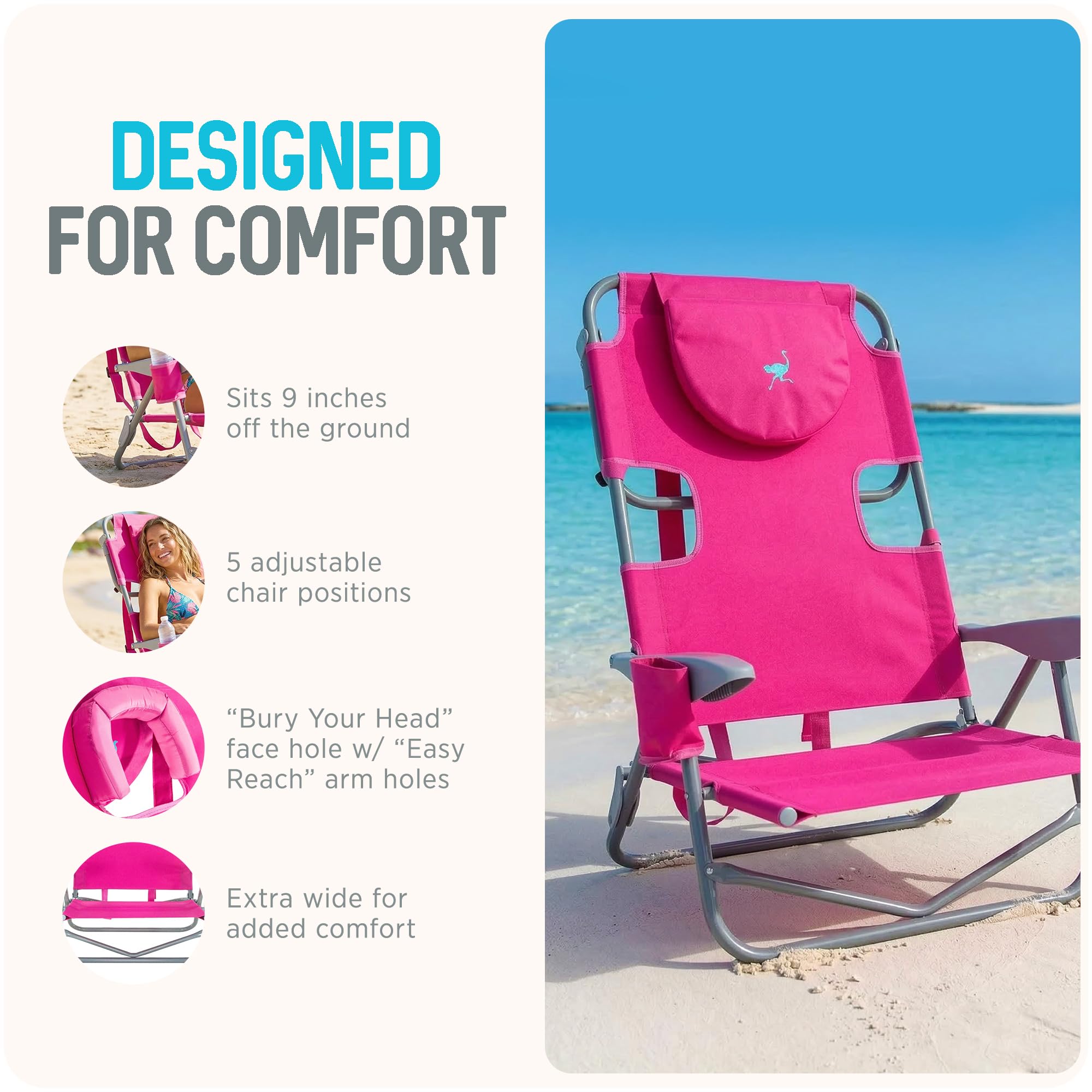 Ostrich Silla de Respaldo para salón, Ajustable, aleación de Acero, Color Rosa