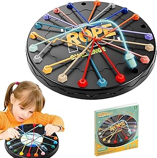 Rope Untangling Puzzle Game, Mini Travel Size Educational Strategy Board Game for Kids & Adults, Family Travel Party Games...