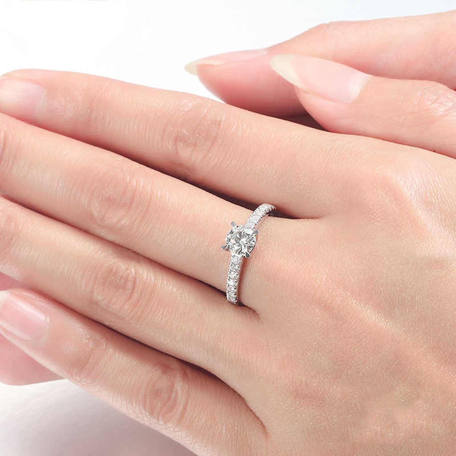 Obrączki ślubne PT950/9K/14K/18K białe złoto, laboratoryjnie stworzony diament klasyczny pierścionek ślubny, Au 750/585/375 pierścionki przyjaźni, prawdziwe złoto, rozm. 47-70