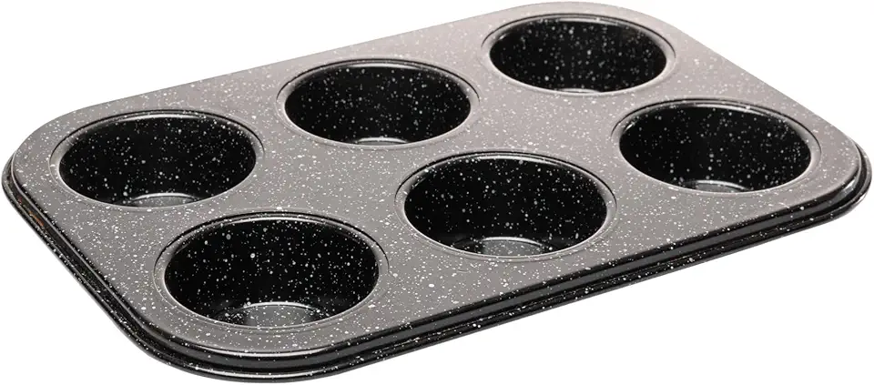 LYOR - Forma para 6 Cupcakes Antiaderente de Aço Carbono Granilite Preta 26,5cm x 18,5cm x 3cm