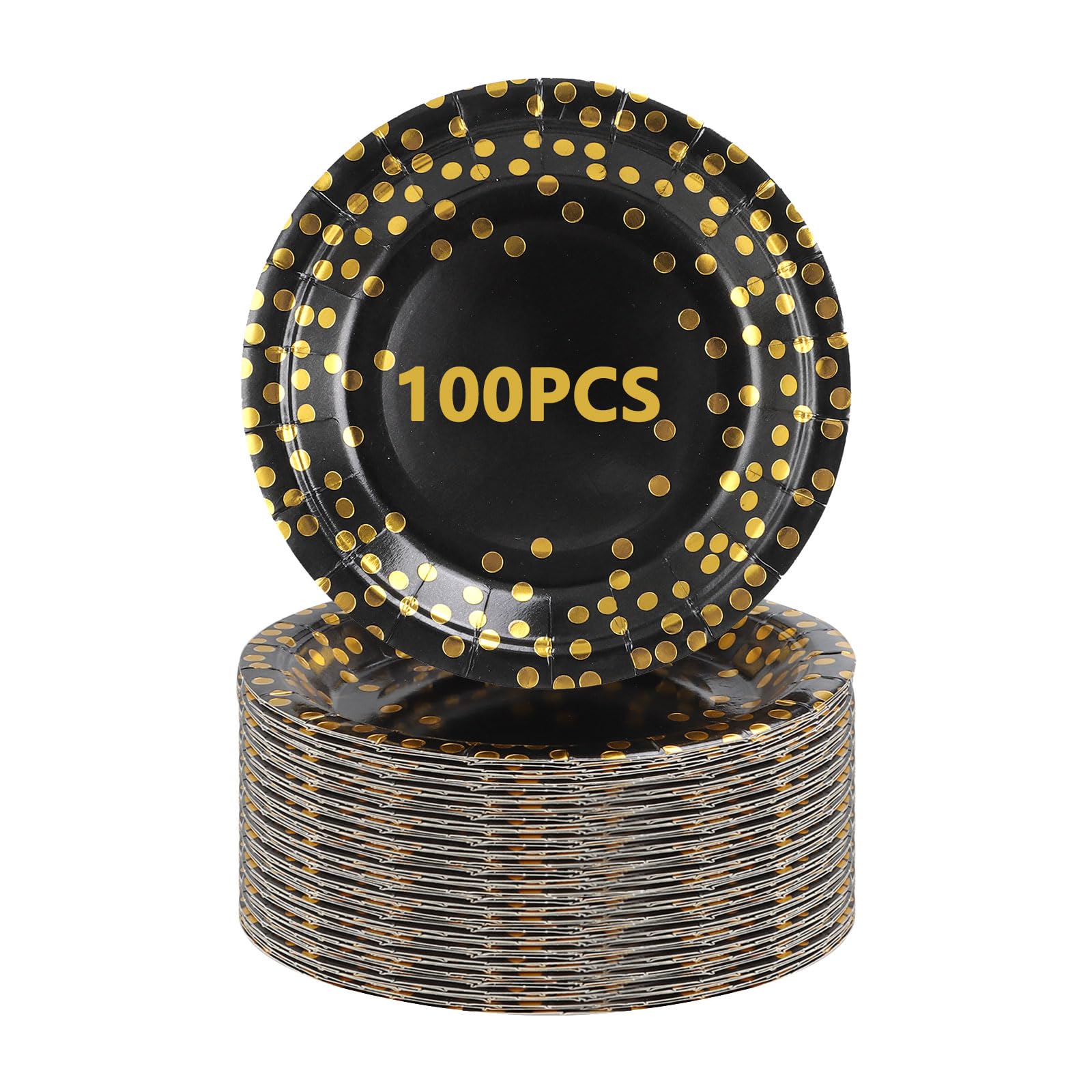 Sponsored Ad – SHUESS 100 Pcs Black and Gold Paper Plates - 7 Inch Black Paper Plates Round with Gold Foil Dots - Disposable Party Tableware Party Supplies for Parties, Birthday, Festival, Baby Shower, Graduation