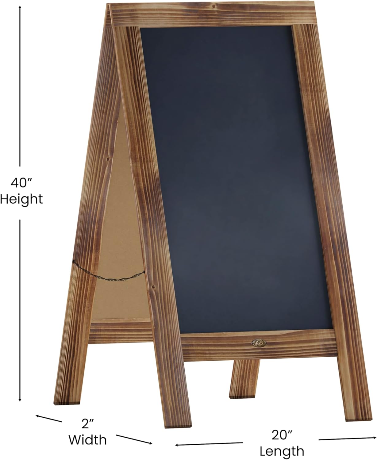 EMMA + OLIVER Burke Sandwich Chalkboard - Rustic Brown Folding A-Frame - Double Sided Magnetic Drawing Surface - 40"x20" - Easy to Clean