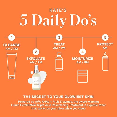 Miniatura 6 de Kate Somerville Liquid ExfoliKate - Tratamiento de rejuvenecimiento de triple ácido, exfoliante facial AHA clínicamente formulado durante la noche,