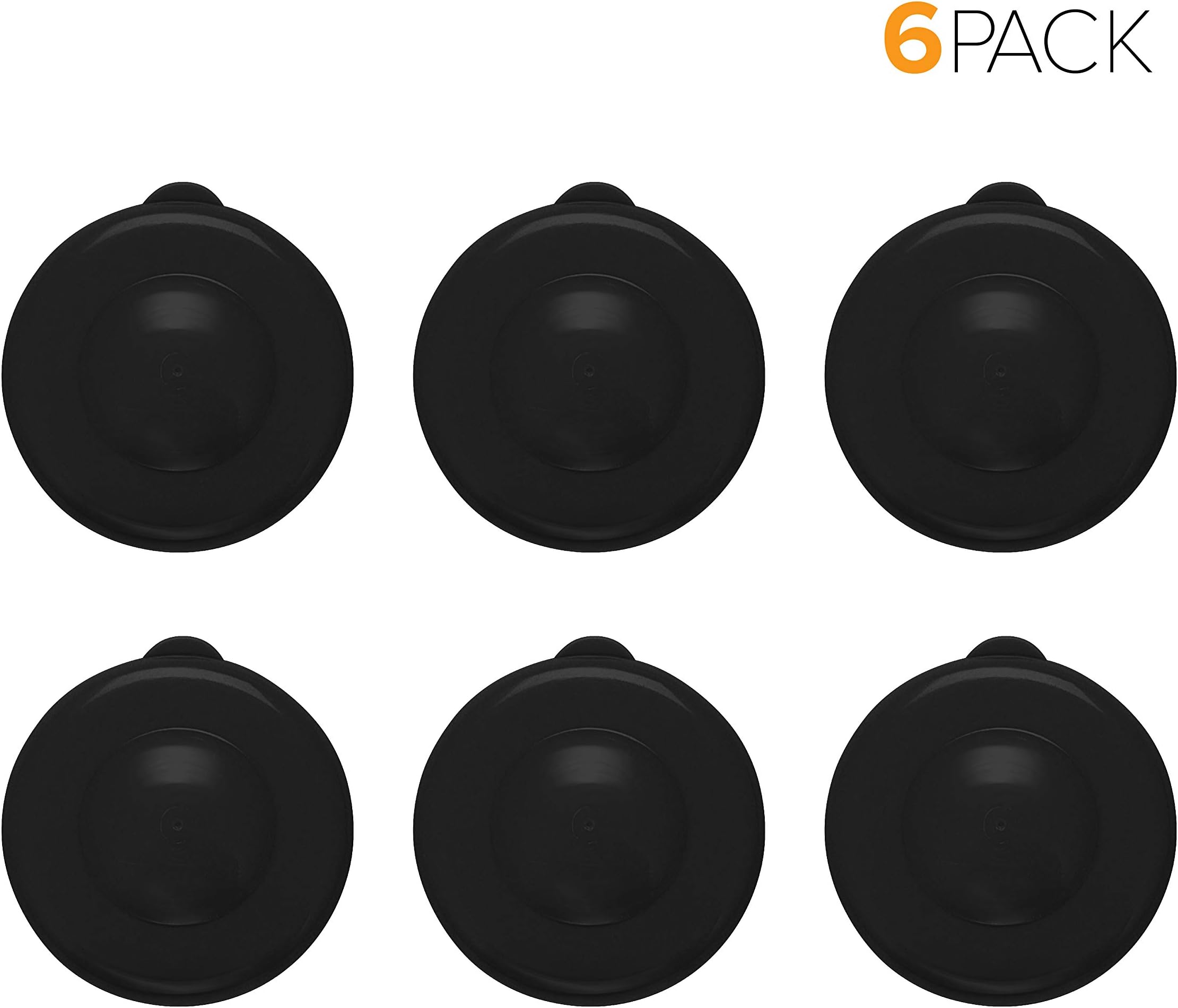 Brio Dew Cap Crown Top Replacement Cap - 6 Pack - 55mm Snap On Cap for Crown top lids for 3 & 5 Gallon Water Bottles (Black)