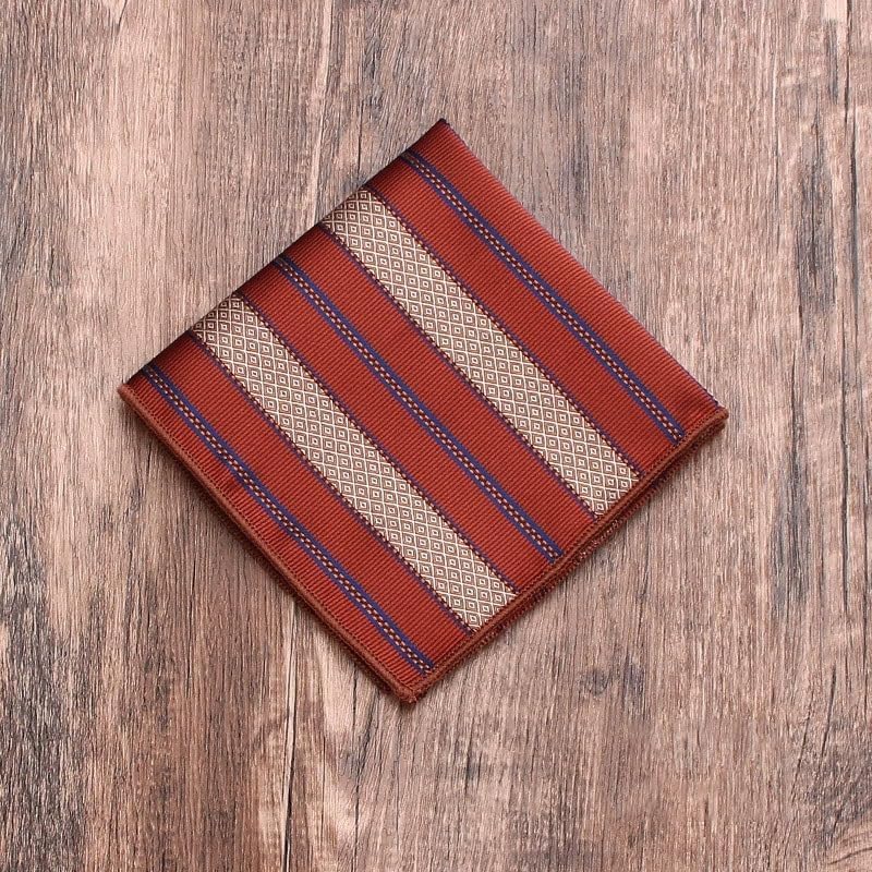 Men's Formal Business Wedding Suit Pocket Square Patterned Chestnut Handkerchief
