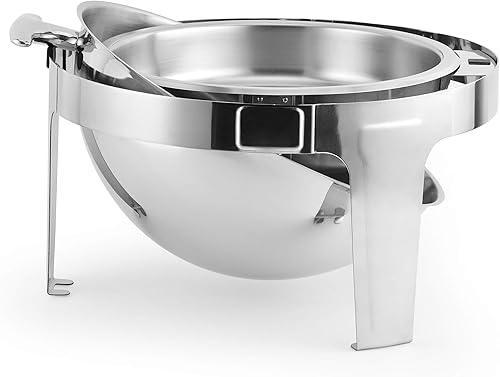 Miniatura 4 de ChefQ 6qt Roll Top Chafing Dish, Acero Inoxidable Chafer con alimentos  Water Pan Fuel Holders, Mirror Finished Buffet Food Warmer Set Para eventos