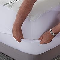Vista 5 de Protector de colchón Queen de PURE BAMBOO, impermeable - Viscosa derivada del bambú, protector de colchón transpirable y silencioso contra