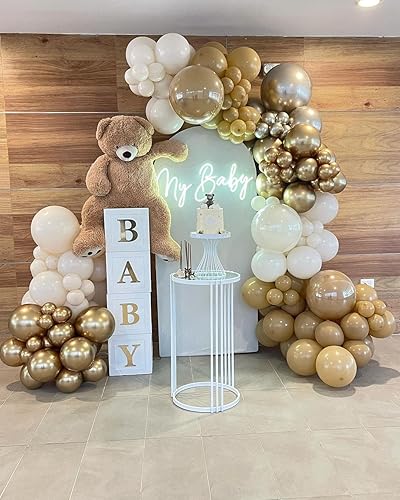 Miniatura 5 de Kit de guirnalda de globos de cumpleaños para mujer, arco y dorado para decoración de fiesta, marrón neutro, tawny bohemio, marfil, blanco, arena