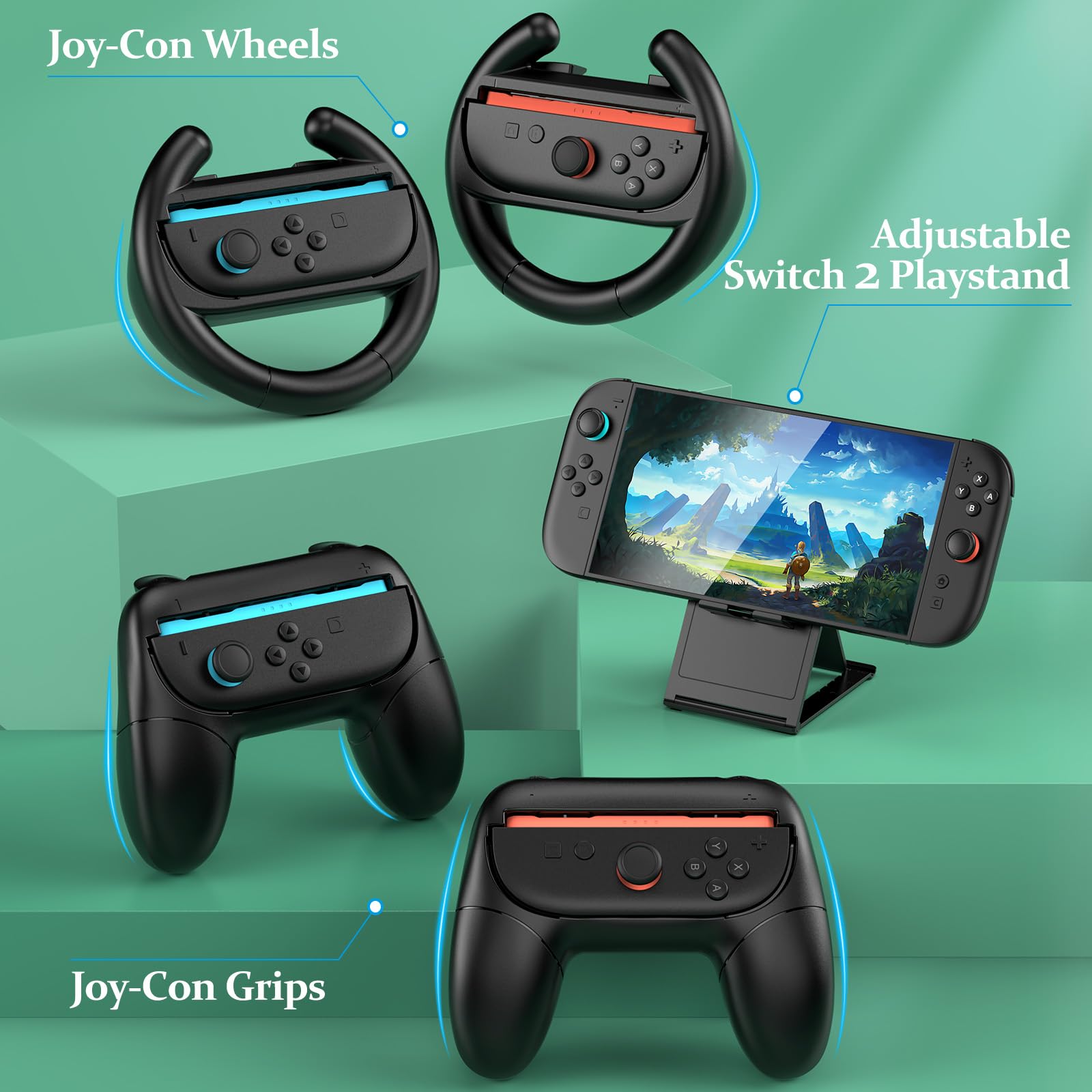 HEYSTOP Switch 2 Kits de Accesorios para Nintendo Switch 2,Funda para Nintendo Switch 2 Paquete Accesorios con Protector Pantalla Switch 2,Carcasa Switch 2,Case JoyCon,Cargador JoyCon,Funda Switch 2
