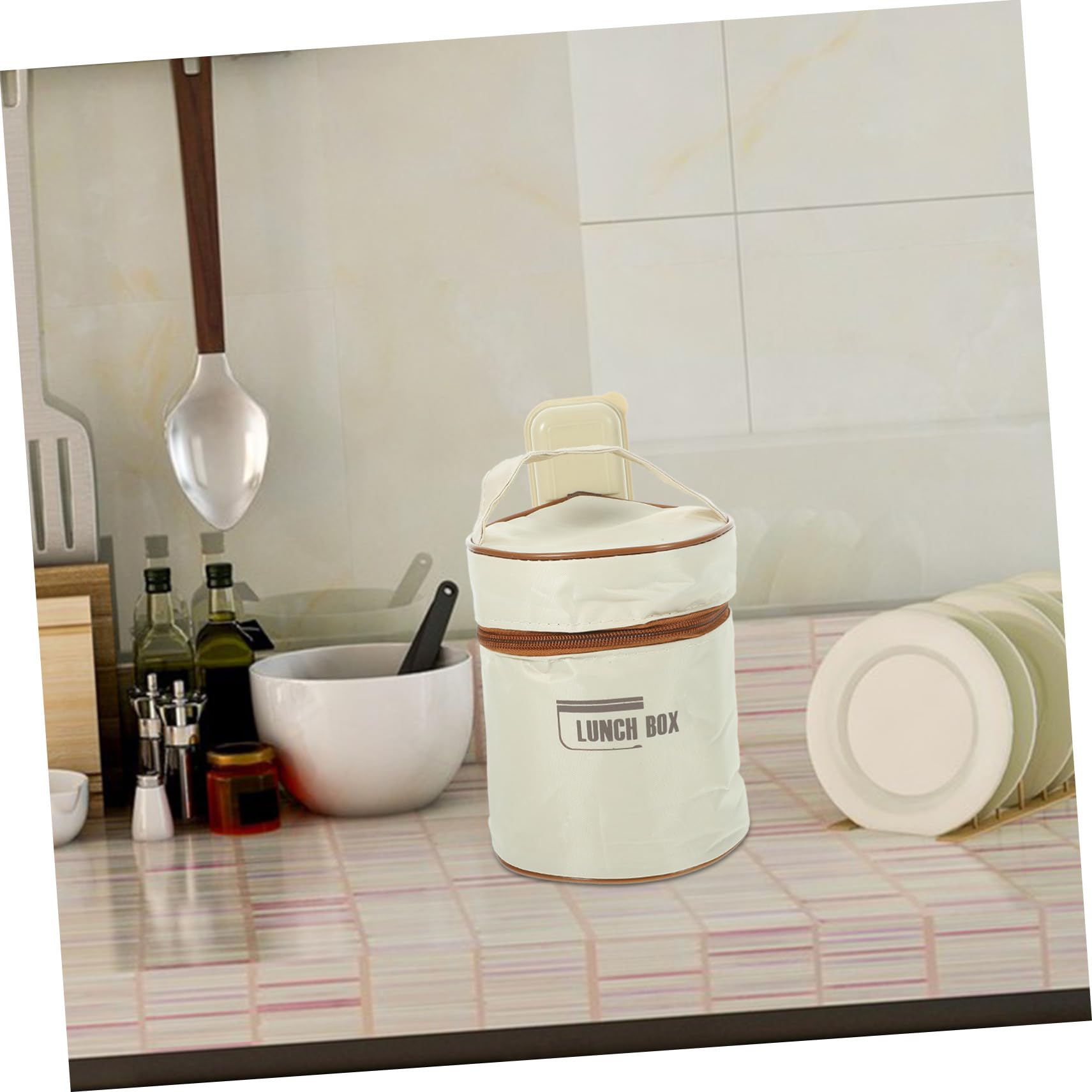 Ciieeo Contenitore Bento Box in Acciaio Inossidabile con Coperchio Isolato, Portapranzo Termico Beige, Set 2 Pezzi per Pasti Singoli e Pranzi in Movimento