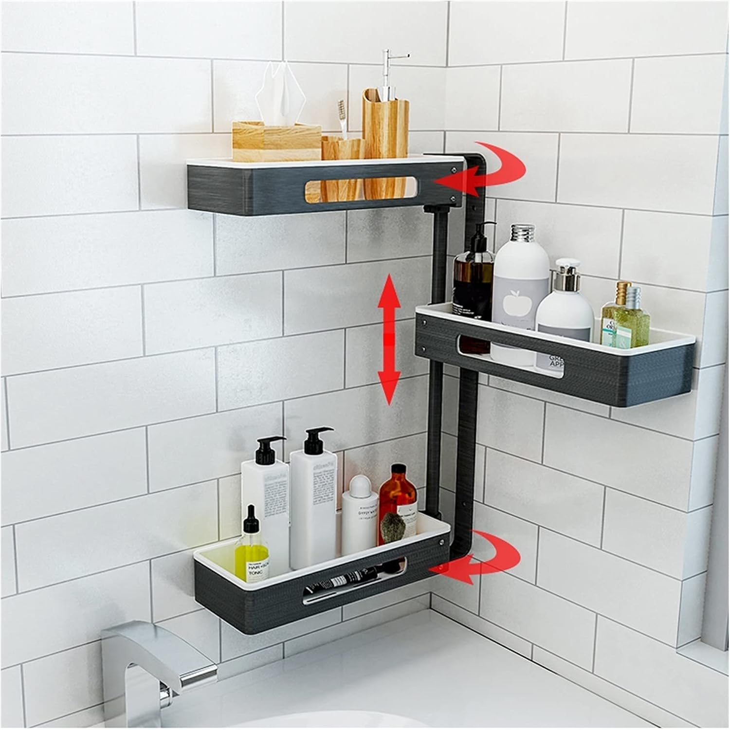 Bathroom Shelves Floating Shelves 2 Tier Bathroom Shelf,Wall Mounted Shelves Holder Floating Shelves Wall Mounted Storage Shelves for Kitchen Bathroom,Black for Bathroom Storage(Gold)
