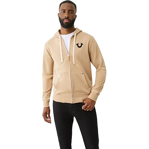 True Religion Men's Buddha Logo Zip Hoodie Sweatshirt