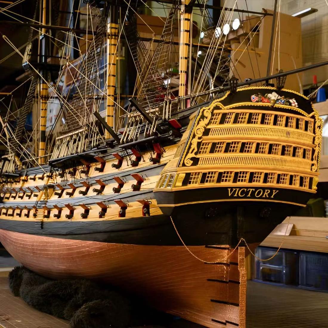 BuildCubes 3D Holzpuzzle für Erwachsene, 1/200 HMS Victory Segelschiff 3D Holz Modell Bausatz, 200+PCS Schiff Holzpuzzle Steampunk Schlachtschiff 3D Puzzle Holz Kampfschiff Geschenk